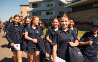 A photo showing students from Sydney Catholic Schools in the Shire walking together in faith